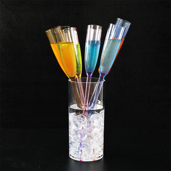 6Pcs Plastic Champagne Cocktail Cup Set Unique Flutes Glasses Unbreakable Cups Beer Wine Party Supplies Wedding Bar Accessories